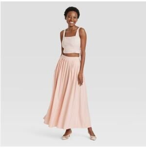 Pleated A-Line Peach Maxi Skirt Sz XS NWT A New Day